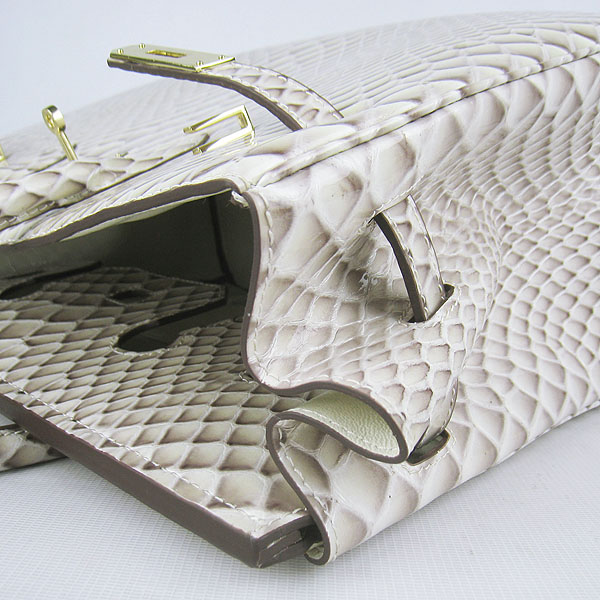 High Quality Fake Hermes Birkin 35CM Fish Veins Leather Bag Cream 6089